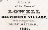 1832 Map of Lowell and Belvidere Village Massachusetts