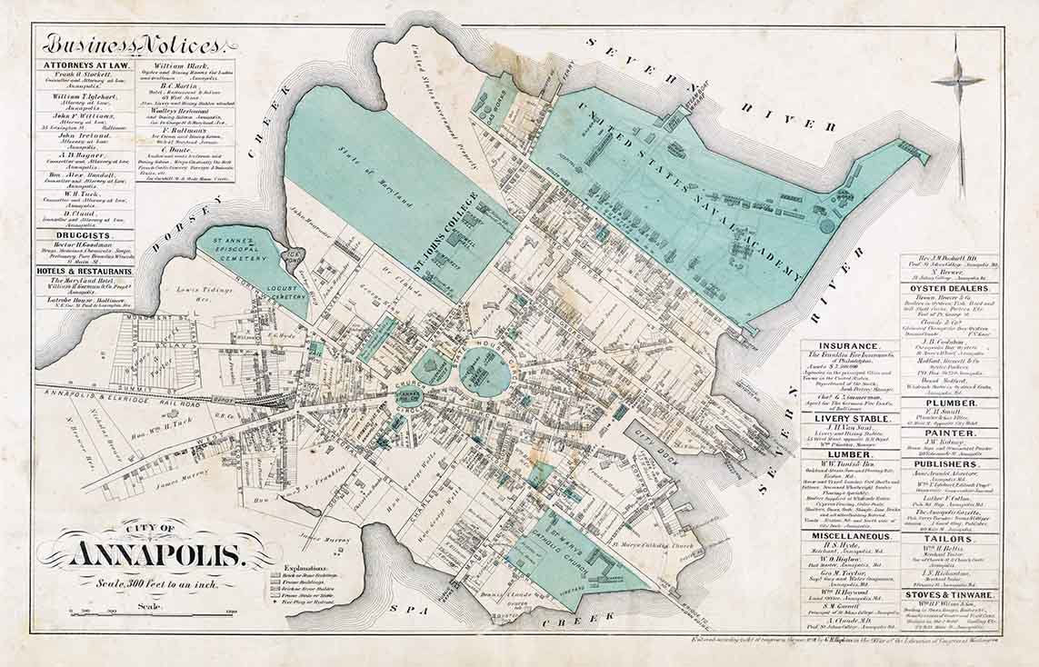 1878 Map of Annapolis Maryland
