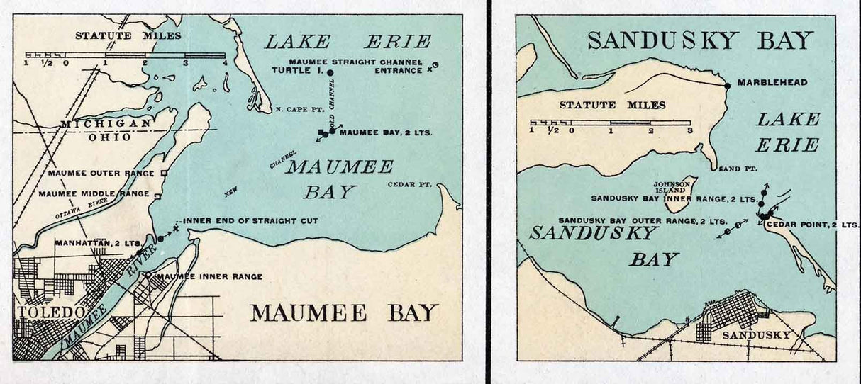 1898 Map of Lake Erie and Lake Ontario