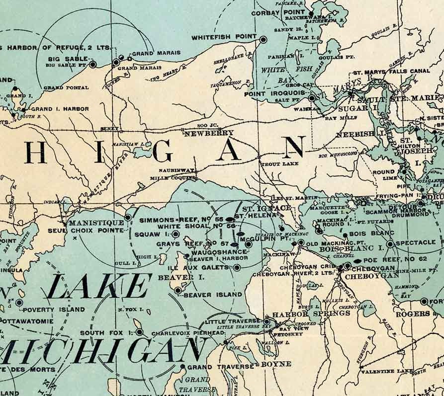 1898 Map of Lake Superior and Lake Huron