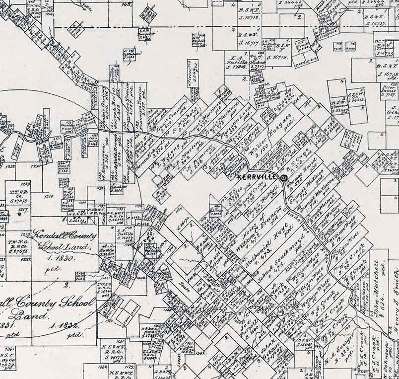 1879 Farm Line Map of Kerr County Texas