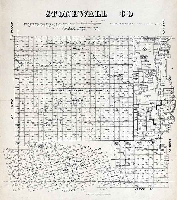 1880 Farm Line Map of Stonewall County Texas