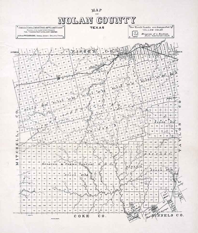 1890 Farm Line Map of Nolan County Texas