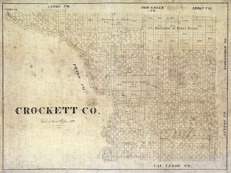 1894 Farm Line Map of Crockett County Texas