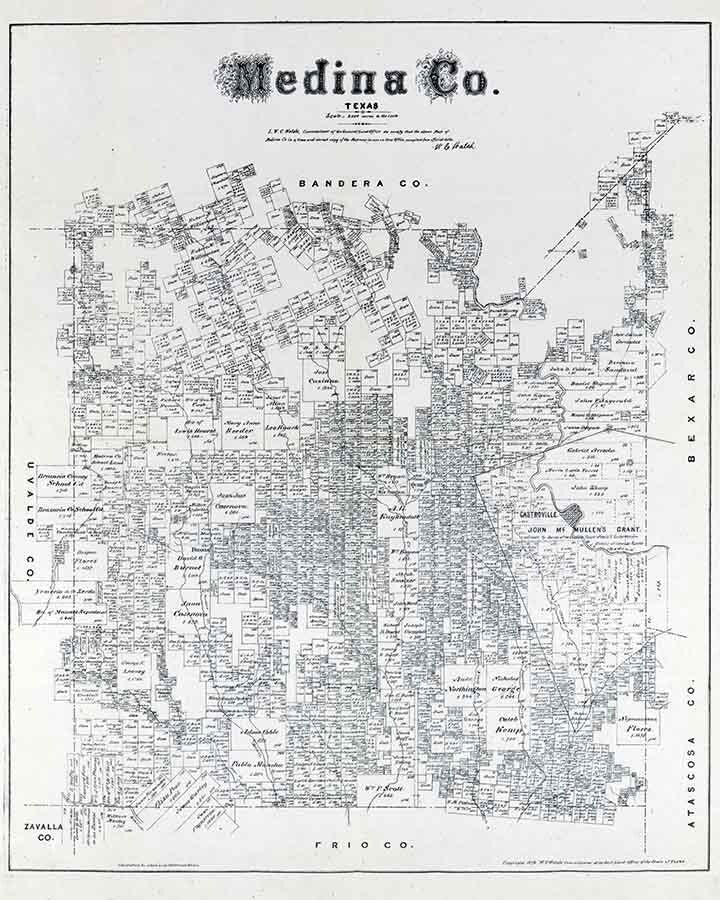 1879 Farm Line Map of Medina County Texas