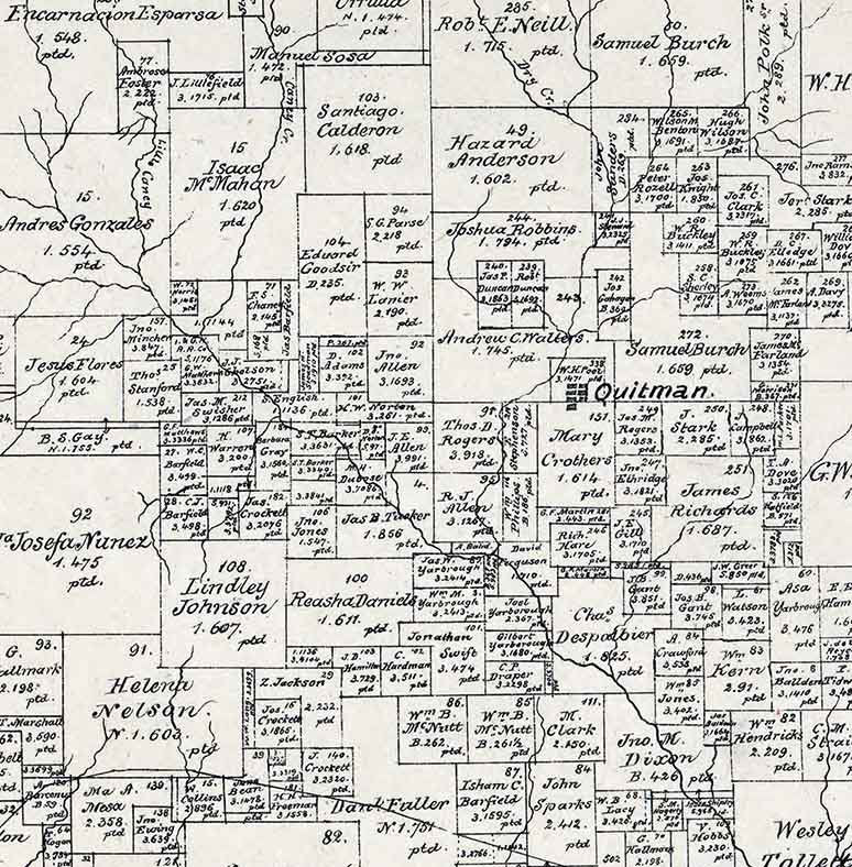 1879 Farm Line Map of Wood County Texas