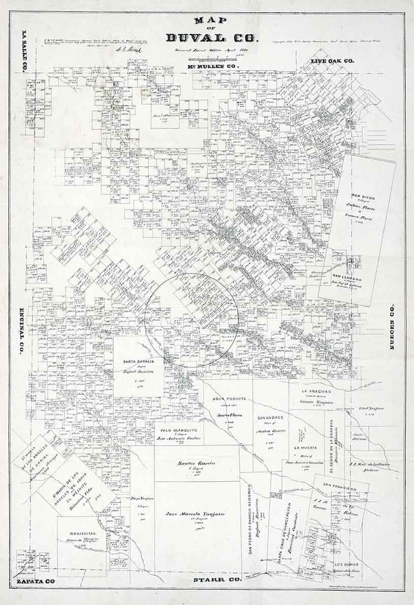 1880 Farm Line Map of Duval County Texas