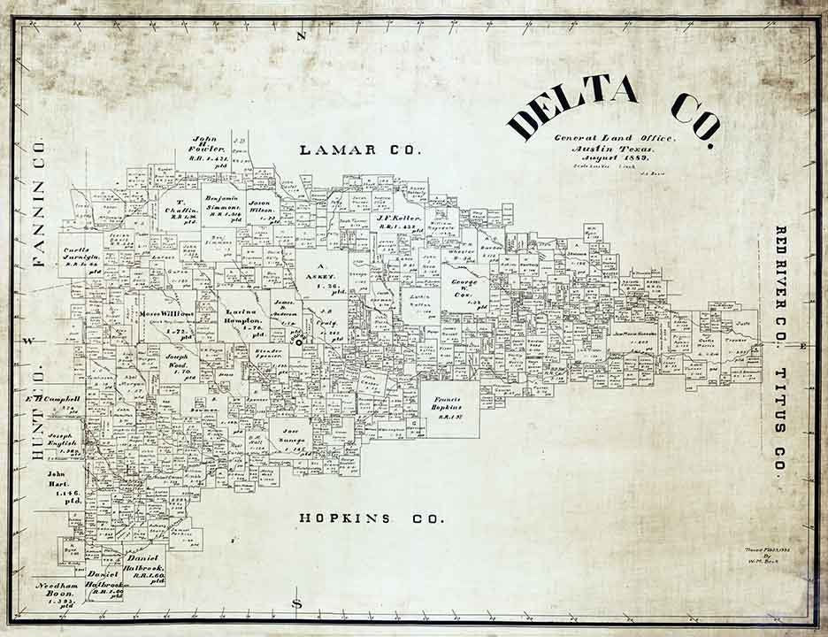 1889 Farm Line Map of Delta County Texas