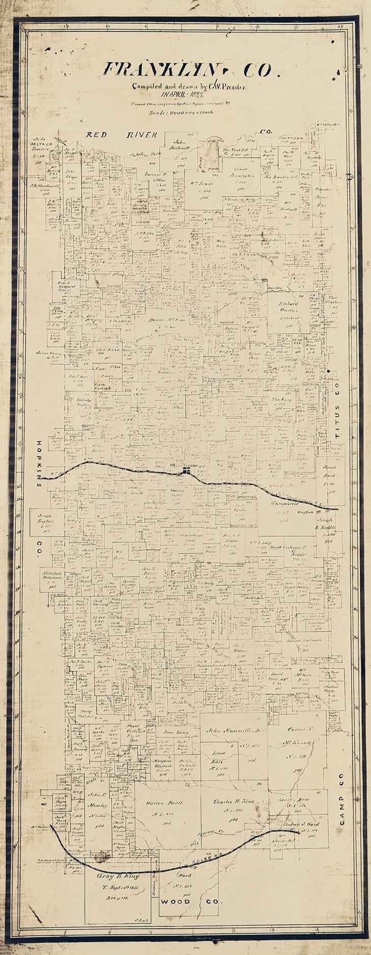 1897 Farm Line Map of Franklin County Texas