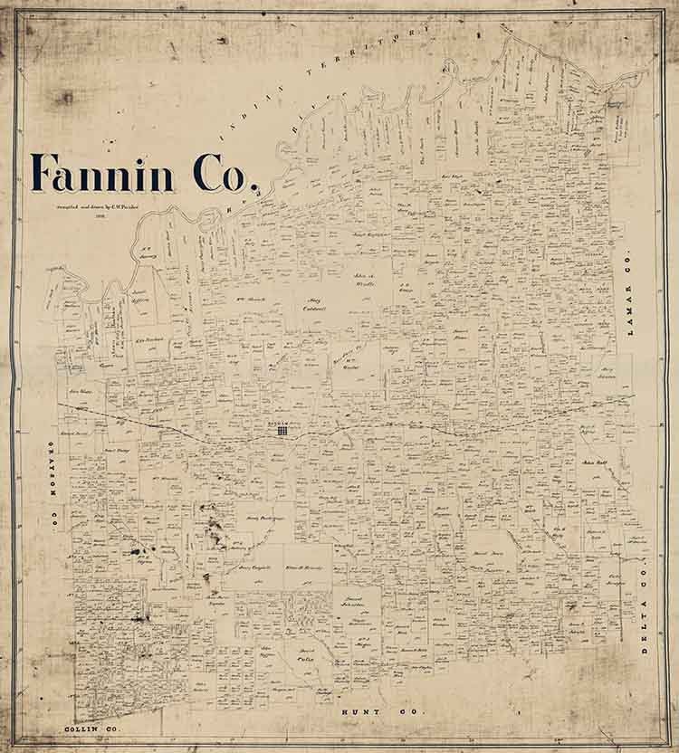 1901 Farm Line Map of Fannin County Texas
