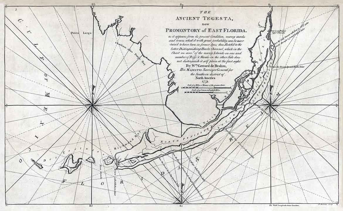 1772 Map of Southern Florida The Ancient Tegesta Keys Miami