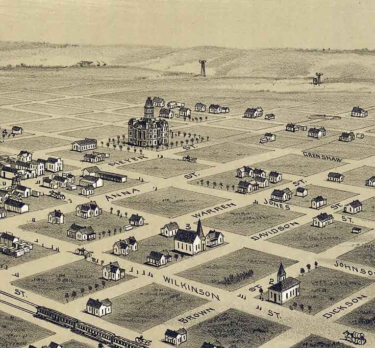 1890 Panoramic Map of Childress Texas