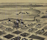 1890 Panoramic Map of Clarendon Donley County Texas