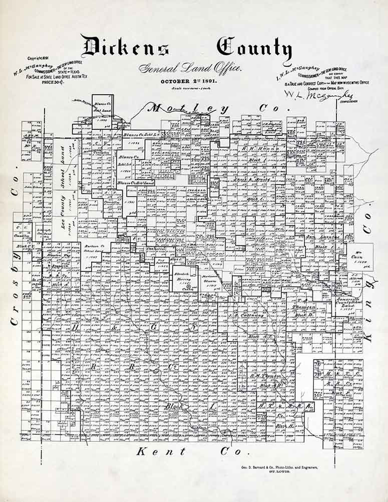 1891 Farm Line Map of Dickens County Texas