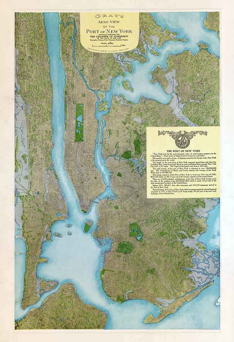 1913 Aerial View of the Port of New York