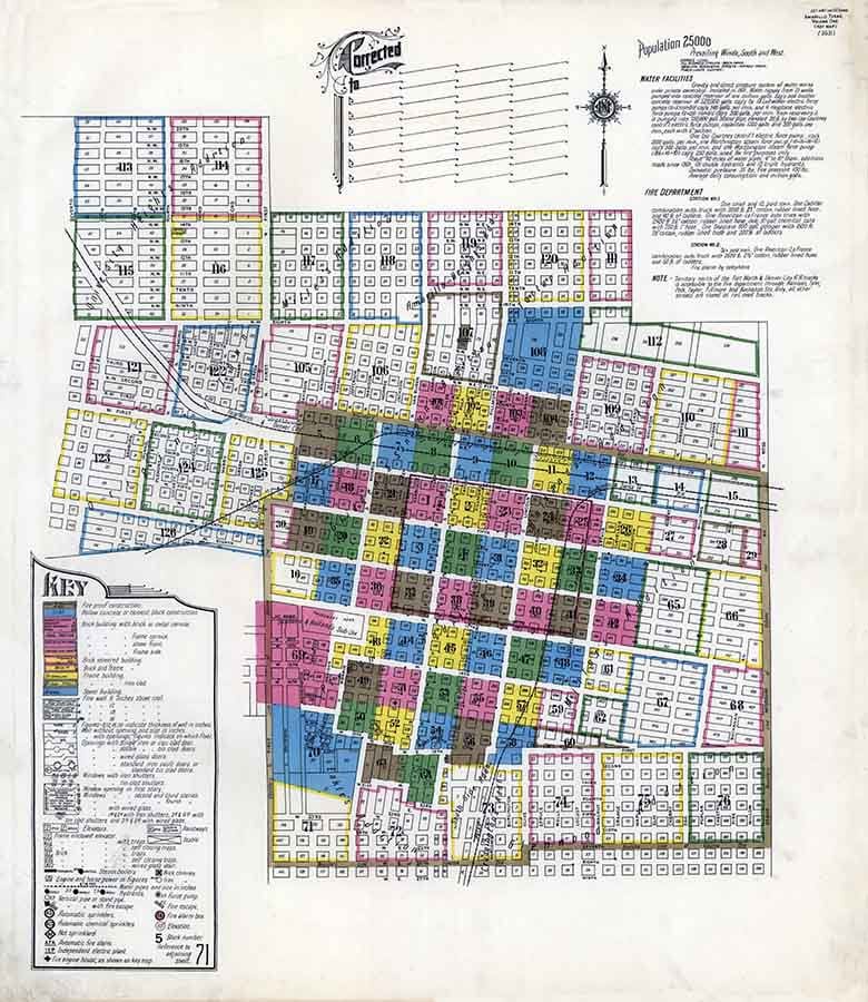 1921 Map of Amarillo Potter County Texas