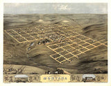 1868 Panoramic Map of Montana Boone County Iowa