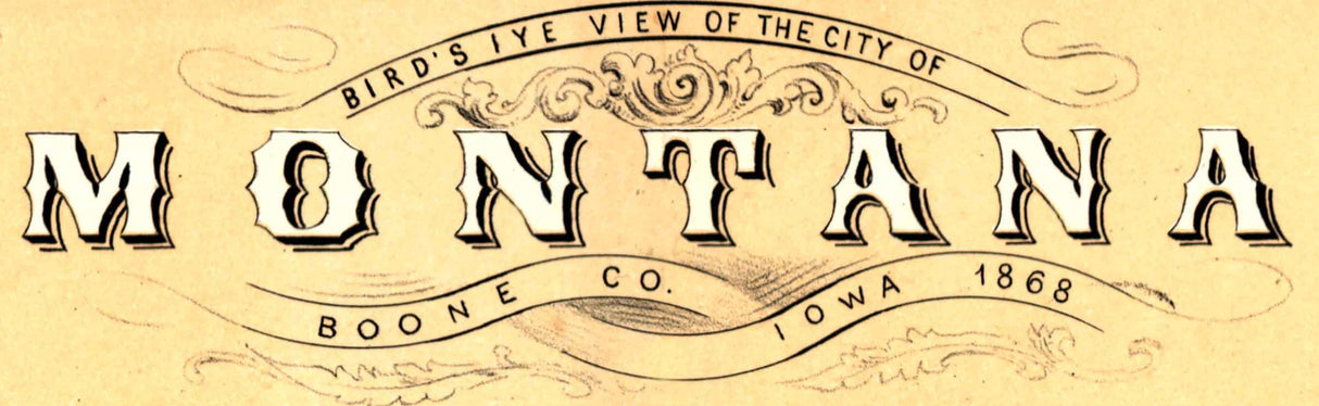 1868 Panoramic Map of Montana Boone County Iowa