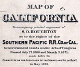 1876 Map of California Southern Pacific RailRoad Company