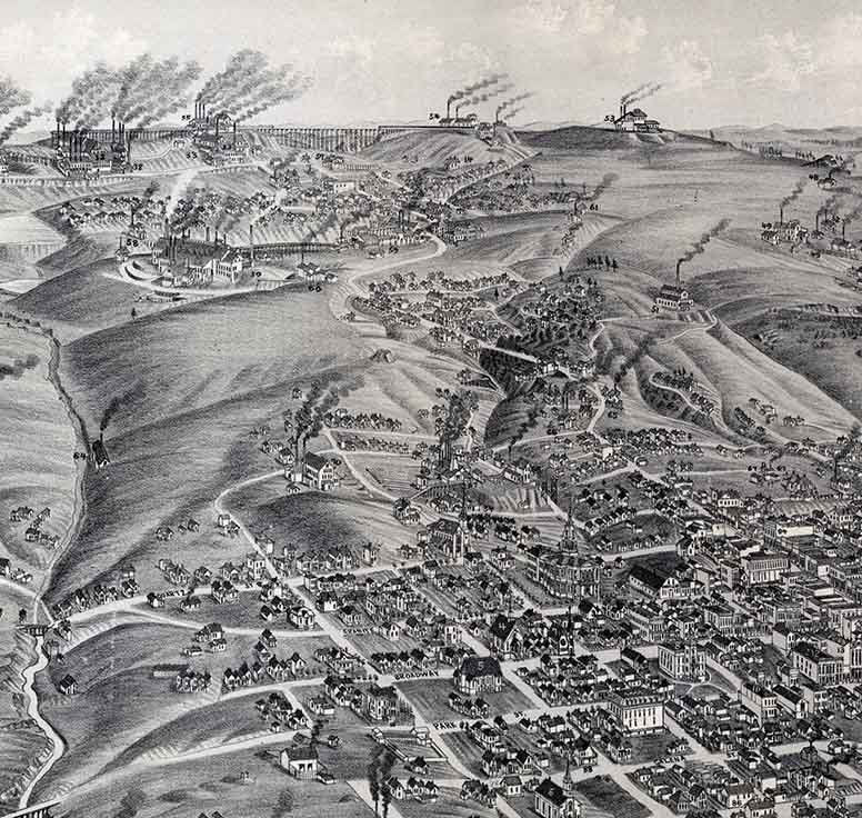 1884 Panoramic Map of Butte-City Silver Bow County Montana