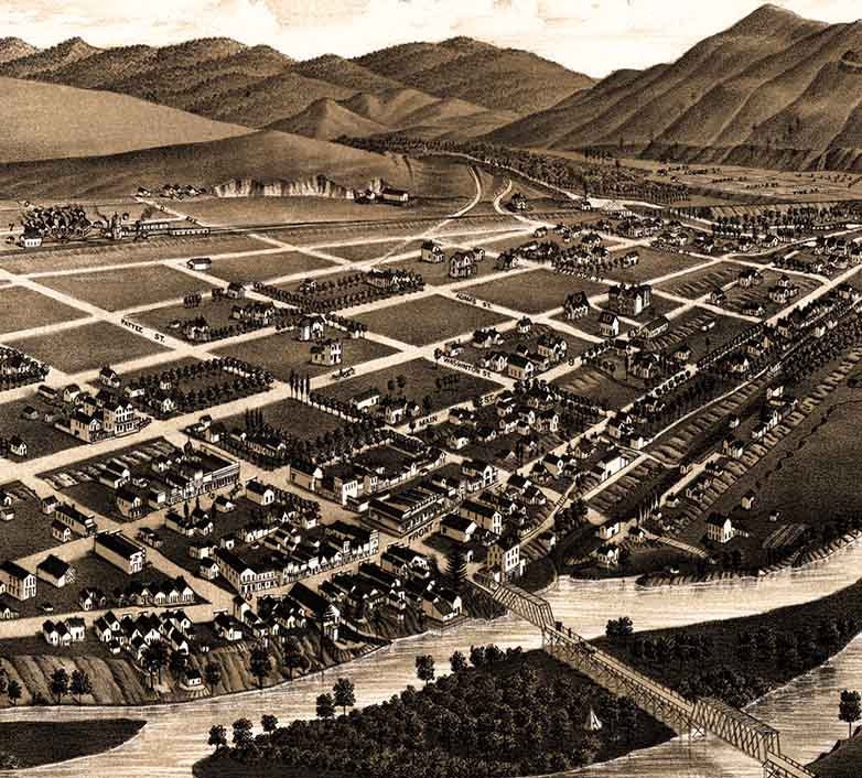 1884 Panoramic Map of Missoula County Montana