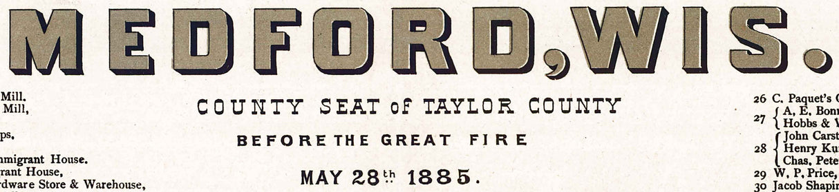 1885 Panoramic Map of Medford Wisconsin Taylor County