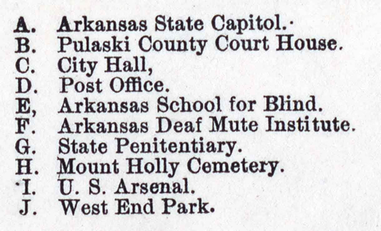 1887 Map of Little Rock Pulaski County Arkansas