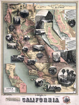 1888 Map of California Sierra Mountains