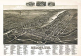 1890 Panoramic Map of Beloit Wisconsin