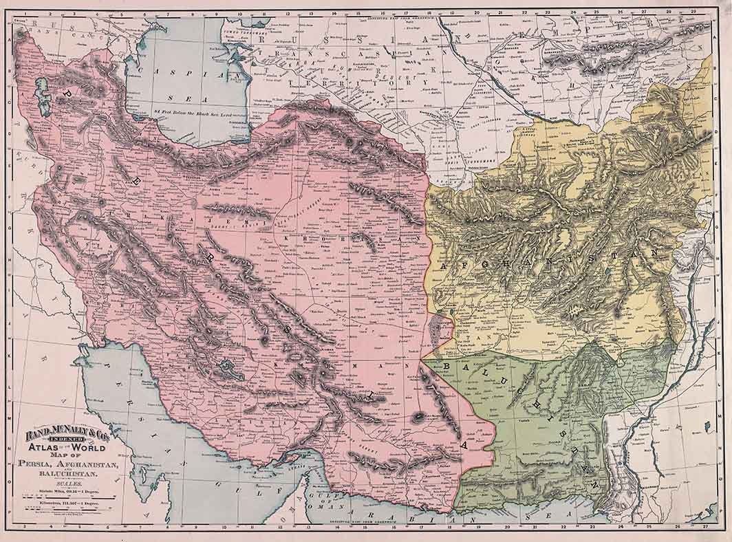 1892 Map of Persia Afghanistan and Baluchistan