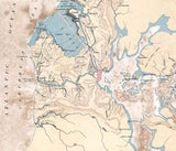 1906 Map Showing Line of Proposed Lock Canal Panama Canal Panama