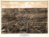 1870 Panoramic Map of Battle Creek Calhoun County Michigan