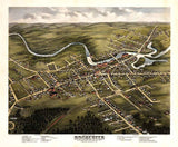 1877 Panoramic Map of Rochester Strafford County New Hampshire