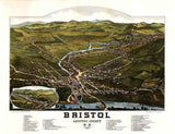 1884 Panoramic Map of Bristol Grafton County New Hampshire