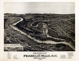 1884 Panoramic Map of Franklin New Hampshire Merrimack County Franklin Falls