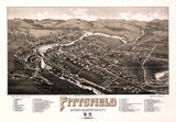 1884 Panoramic Map of Pittsfield Merrimack County New Hampshire