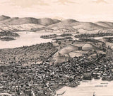 1889 Panoramic Map of Meredith Village New Hampshire