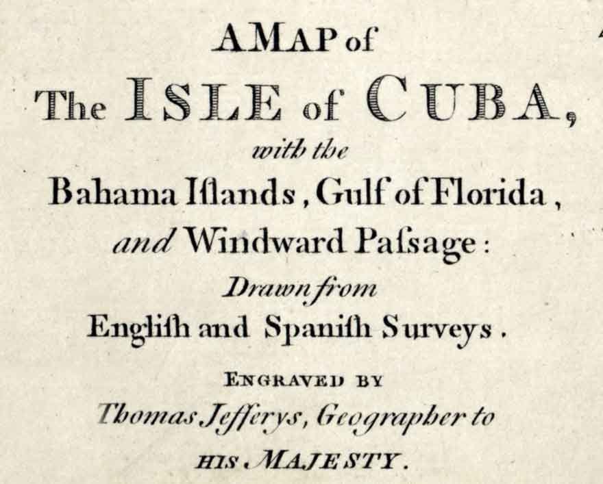 1762 Map of Cuba Bahama Islands Windward Passage Gulf of Florida