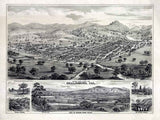 1876 Panoramic Map of Healdsburg Russian River California