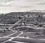 1877 Panoramic Map of Brooklyn Heights Los Angeles California Santa Monica Mountains