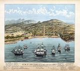 1884 Panoramic map of San Francisco Before the Discovery of Gold California