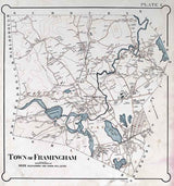 1895 Map of the Town of Framingham Massachusetts