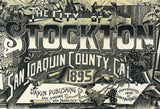 1895 Panoramic Map of Stockton San Joaquin County California