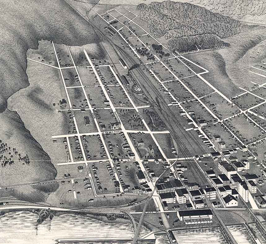 1897 Panoramic Map of Marquette Michigan Lake Superior