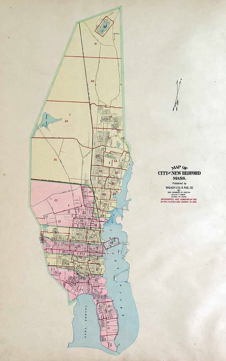 1911 Map of the Town of New Bedford Massachusetts