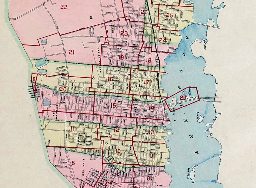 1911 Map of the Town of New Bedford Massachusetts