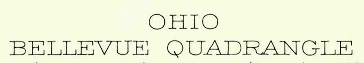 1901 Topo Map of Bellevue Ohio Quadrangle Sandusky Bay Lake Erie