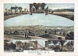 1881 Panoramic Map of Waverly New York