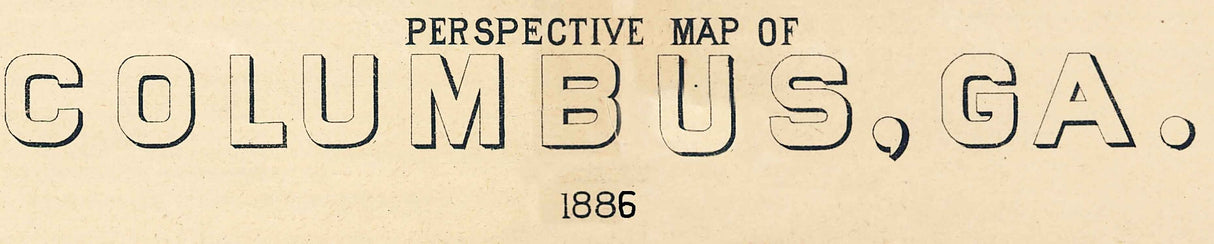 1886 Panoramic Map of Columbus Georgia Muscogee County