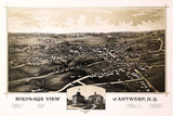 1888 Panoramic Map of Antwerp New York